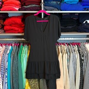 All Saints black short sleeve tiered dress size 4